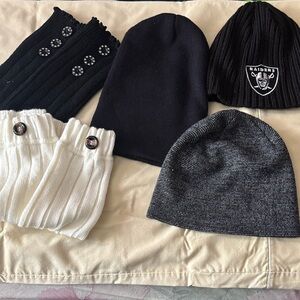 Bundle (2) leg warmers (3) beanies